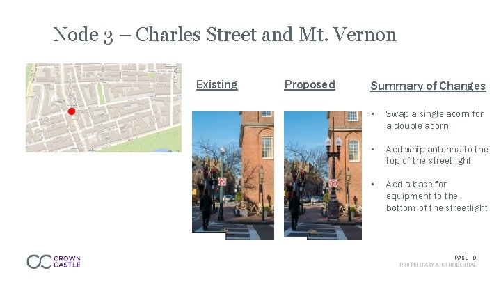 Node 3 – Charles Street and Mt. Vernon Existing Proposed Summary of Changes •