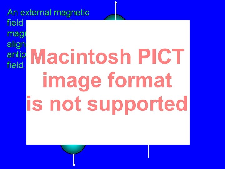 An external magnetic field causes nuclear magnetic moments to align parallel and antiparallel to