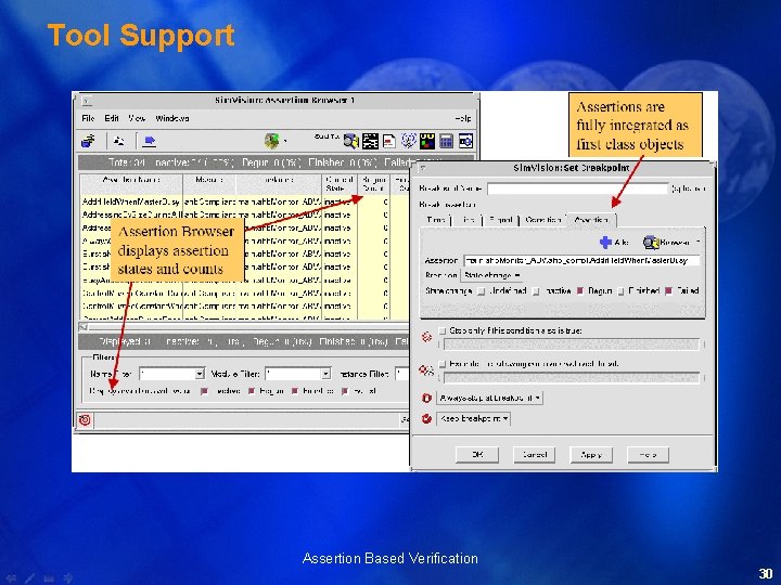 Tool Support Assertion Based Verification 30 