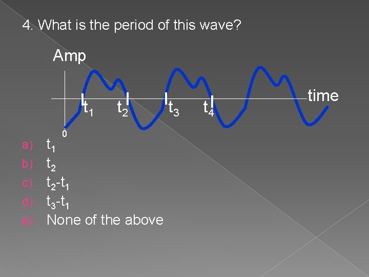 4. What is the period of this wave? Amp t 1 0 t 2