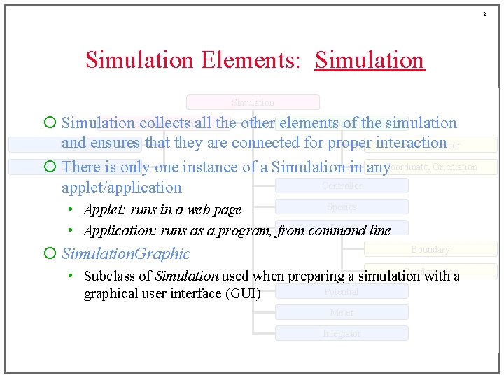 8 Simulation Elements: Simulation Space ¡ Simulation. Graphic collects all the other elements of