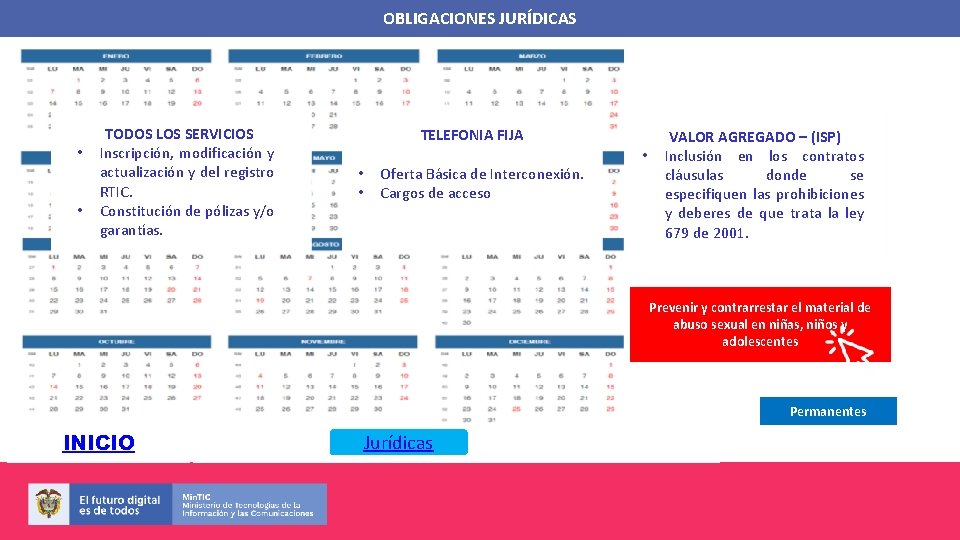 OBLIGACIONES JURÍDICAS • • TODOS LOS SERVICIOS Inscripción, modificación y actualización y del registro