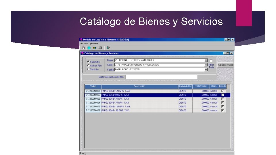 Catálogo de Bienes y Servicios 