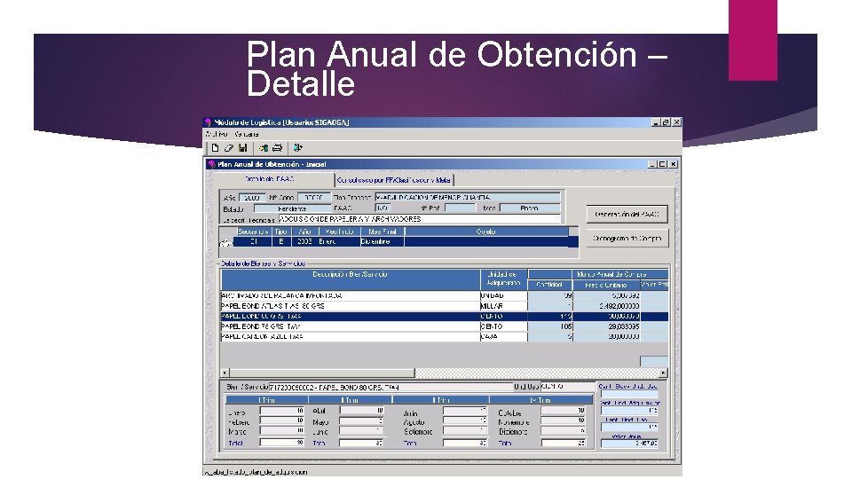Plan Anual de Obtención – Detalle 