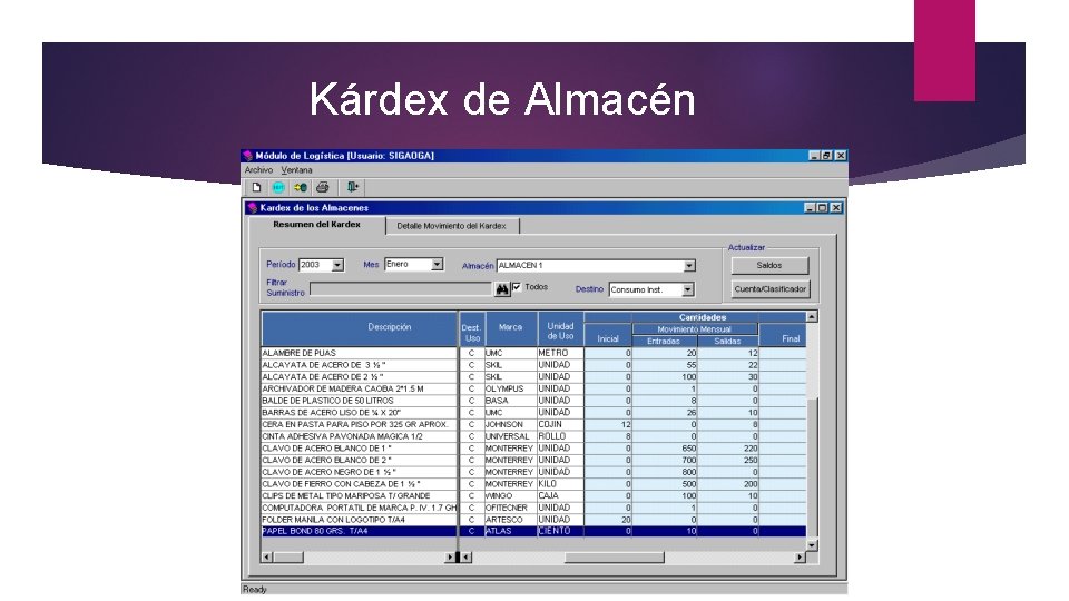 Kárdex de Almacén 