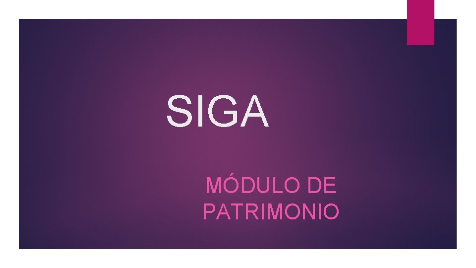 SIGA MÓDULO DE PATRIMONIO 