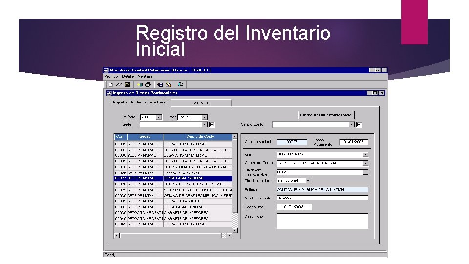 Registro del Inventario Inicial 