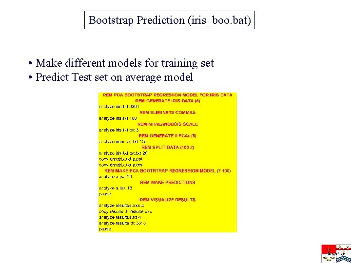 Bootstrap Prediction (iris_boo. bat) • Make different models for training set • Predict Test
