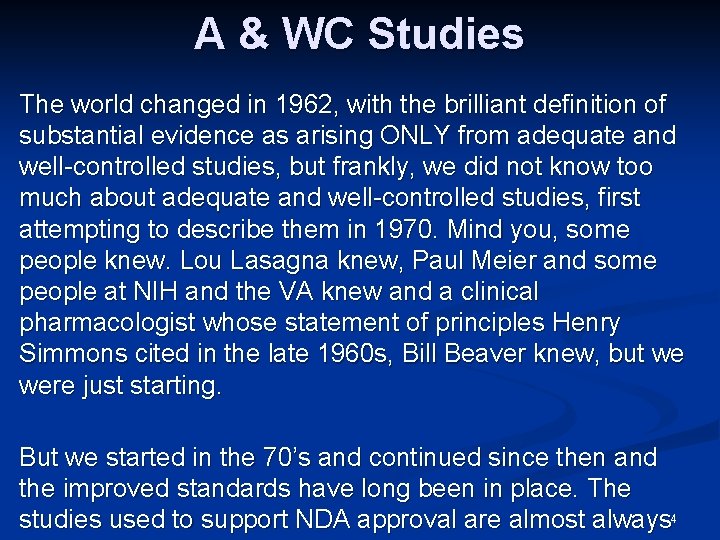 A & WC Studies The world changed in 1962, with the brilliant definition of