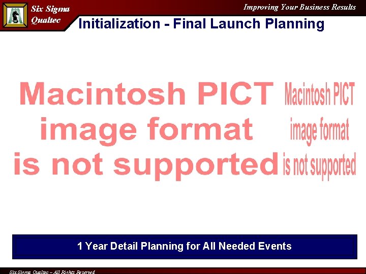 Six Sigma Qualtec Improving Your Business Results Initialization - Final Launch Planning 1 Year