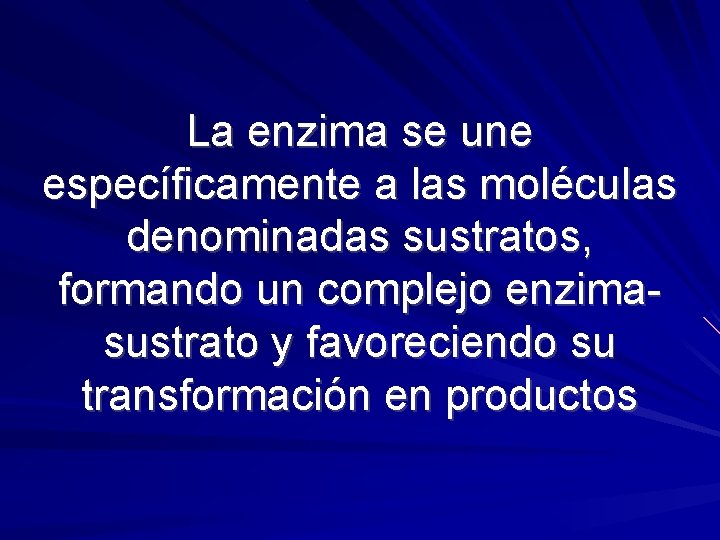 La enzima se une específicamente a las moléculas denominadas sustratos, formando un complejo enzimasustrato