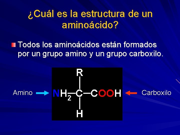 ¿Cuál es la estructura de un aminoácido? Todos los aminoácidos están formados por un