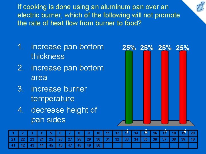 If cooking is done using an aluminum pan over an electric burner, which of