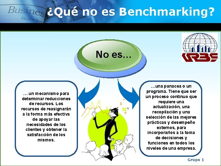 ¿Qué no es Benchmarking? No es… … un mecanismo para determinar reducciones de recursos.