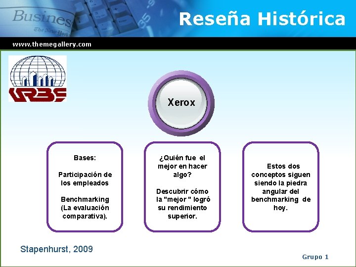 Reseña Histórica www. themegallery. com Xerox Bases: Participación de los empleados Benchmarking (La evaluación