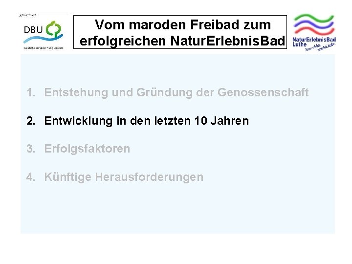 Vom maroden Freibad zum erfolgreichen Natur. Erlebnis. Bad 1. Entstehung und Gründung der Genossenschaft