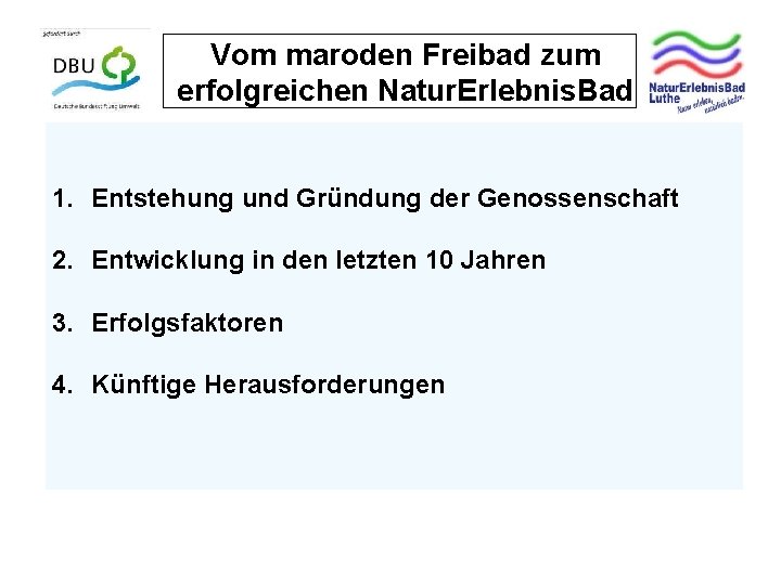 Vom maroden Freibad zum erfolgreichen Natur. Erlebnis. Bad 1. Entstehung und Gründung der Genossenschaft