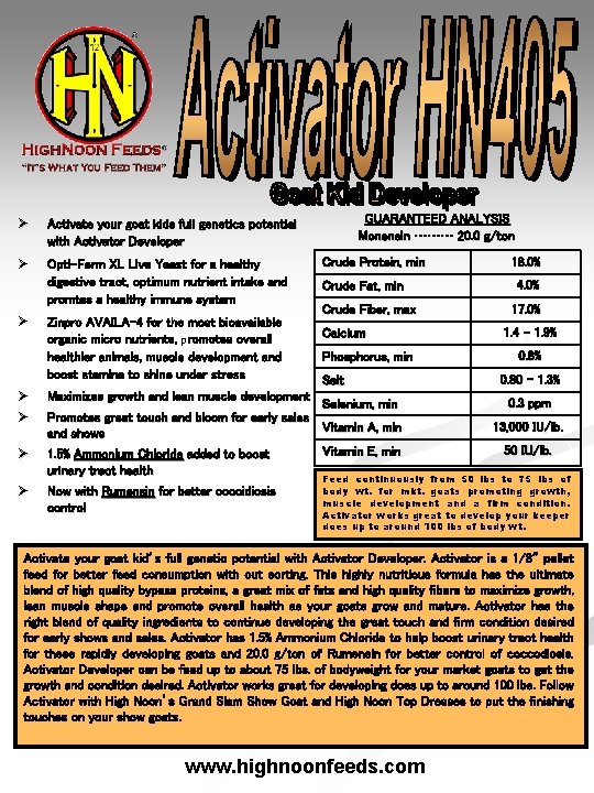 Ø Activate your goat kids full genetics potential with Activator Developer Ø Opti-Ferm XL
