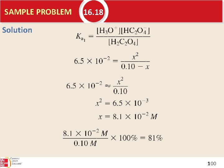 SAMPLE PROBLEM 16. 18 Solution 100 