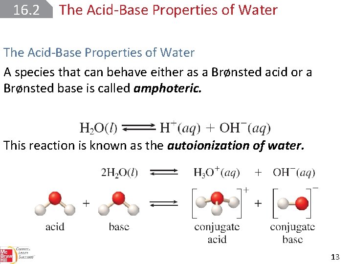 16. 2 The Acid Base Properties of Water A species that can behave either