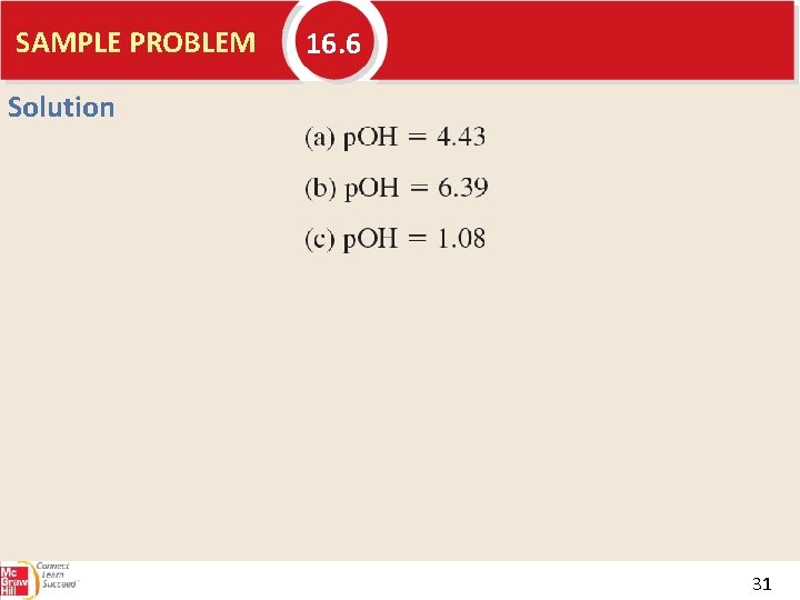SAMPLE PROBLEM 16. 6 Solution 31 