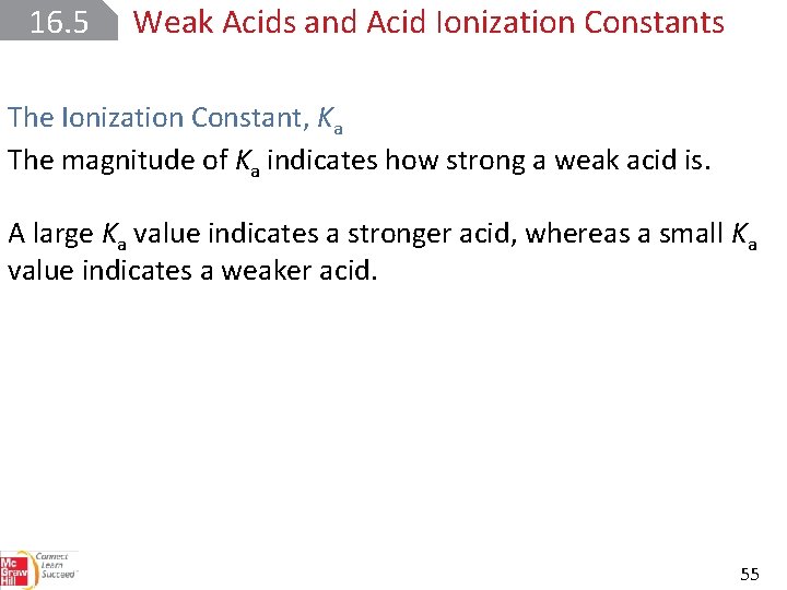 16. 5 Weak Acids and Acid Ionization Constants The Ionization Constant, Ka The magnitude