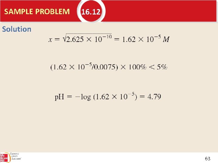 SAMPLE PROBLEM 16. 12 Solution 63 