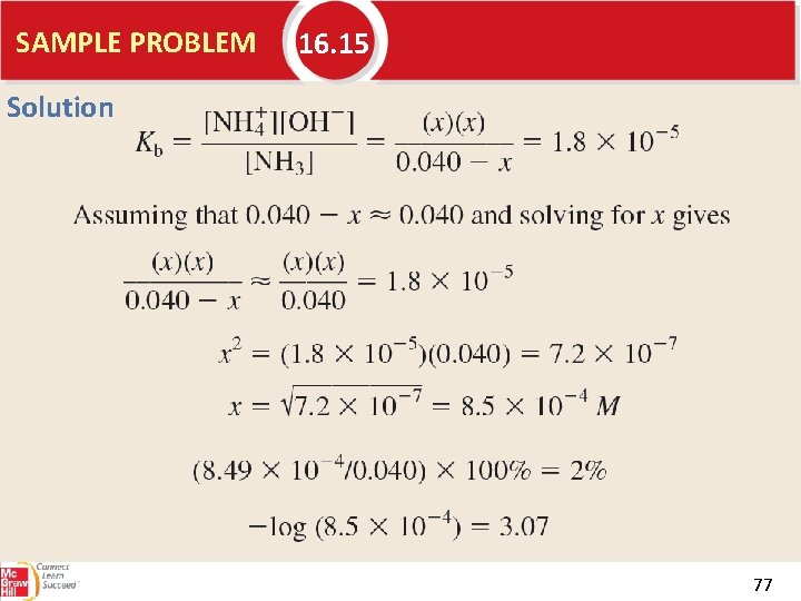 SAMPLE PROBLEM 16. 15 Solution 77 