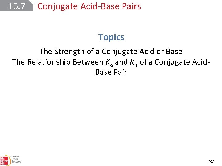 16. 7 Conjugate Acid Base Pairs Topics The Strength of a Conjugate Acid or