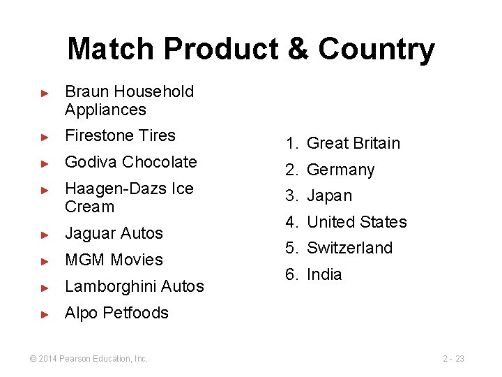 Match Product & Country ► Braun Household Appliances ► Firestone Tires 1. Great Britain