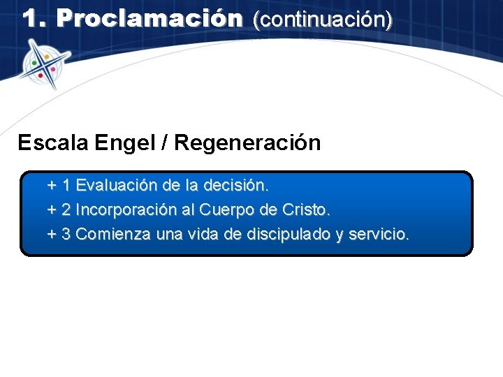 1. Proclamación (continuación) Escala Engel / Regeneración + 1 Evaluación de la decisión. +
