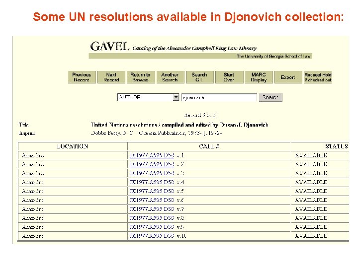 Some UN resolutions available in Djonovich collection: 