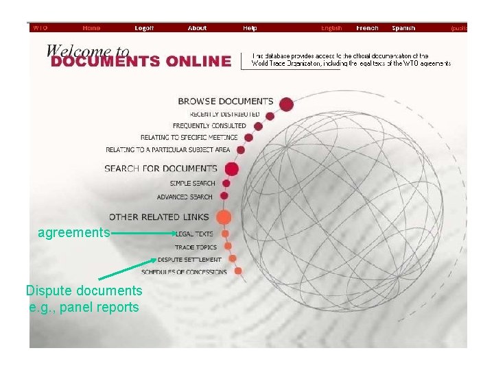 agreements Dispute documents e. g. , panel reports 