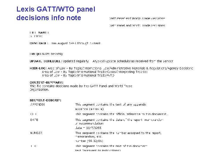 Lexis GATT/WTO panel decisions info note 