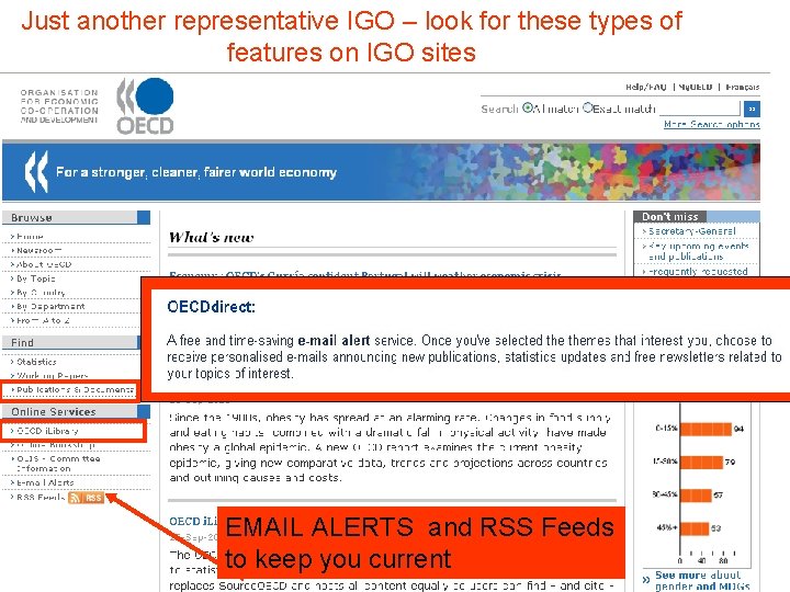 Just another representative IGO – look for these types of features on IGO sites