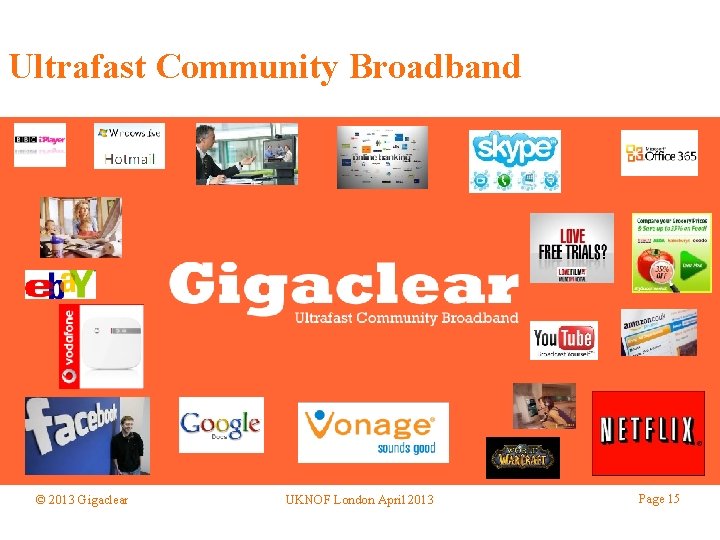 Ultrafast Community Broadband © 2013 Gigaclear UKNOF London April 2013 Page 15 