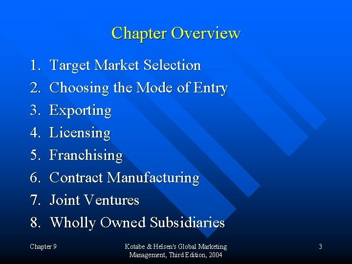 Chapter Overview 1. 2. 3. 4. 5. 6. 7. 8. Target Market Selection Choosing