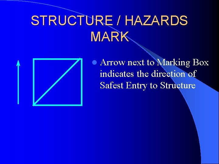 STRUCTURE / HAZARDS MARK l Arrow next to Marking Box indicates the direction of