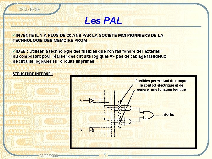 CPLD FPGA Les PAL üINVENTE IL Y A PLUS DE 20 ANS PAR LA