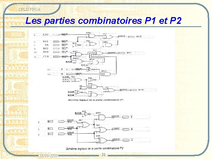 CPLD FPGA Les parties combinatoires P 1 et P 2 28/09/2000 31 