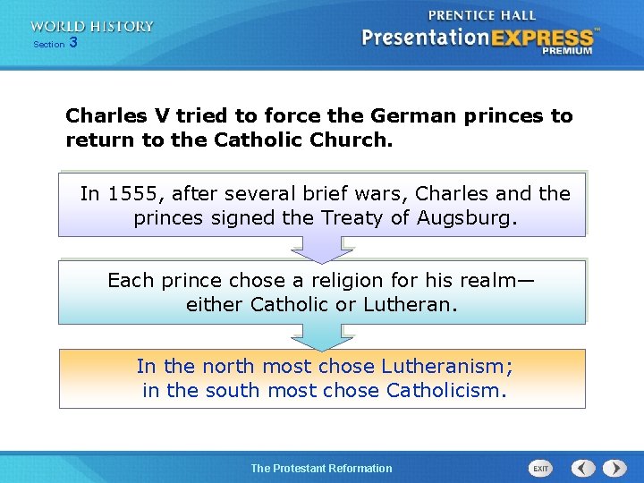 Section 3 Charles V tried to force the German princes to return to the