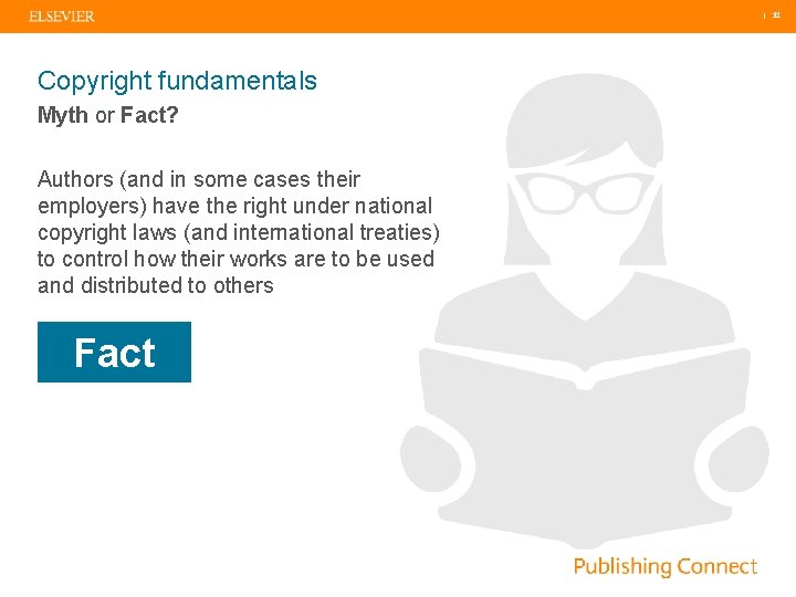  | 32 Copyright fundamentals Myth or Fact? Authors (and in some cases their