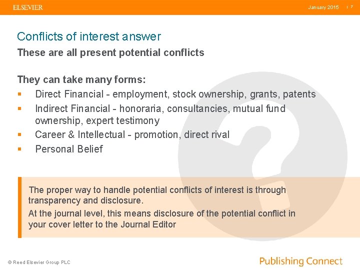 January 2015 Conflicts of interest answer These are all present potential conflicts They can