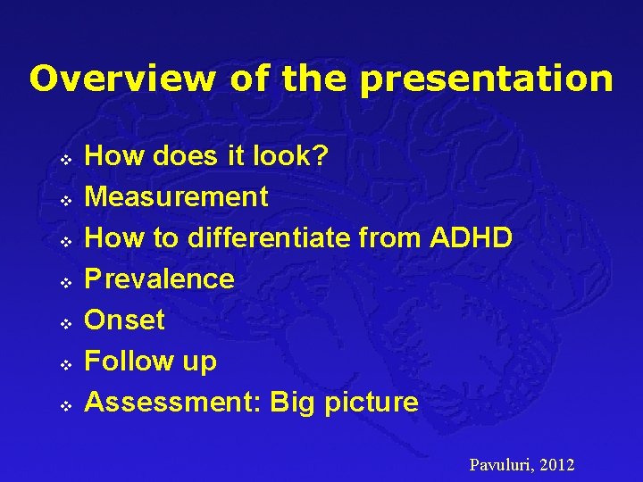 Overview of the presentation v v v v How does it look? Measurement How