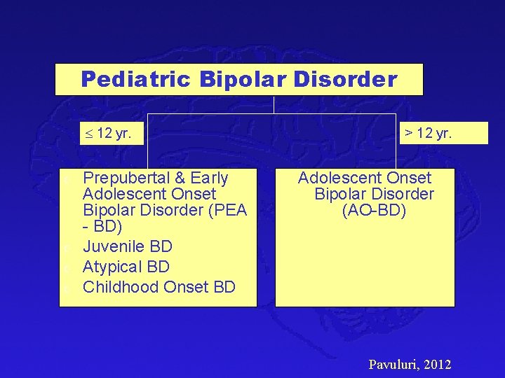 Pediatric Bipolar Disorder 12 yr. Z Z Prepubertal & Early Adolescent Onset Bipolar Disorder