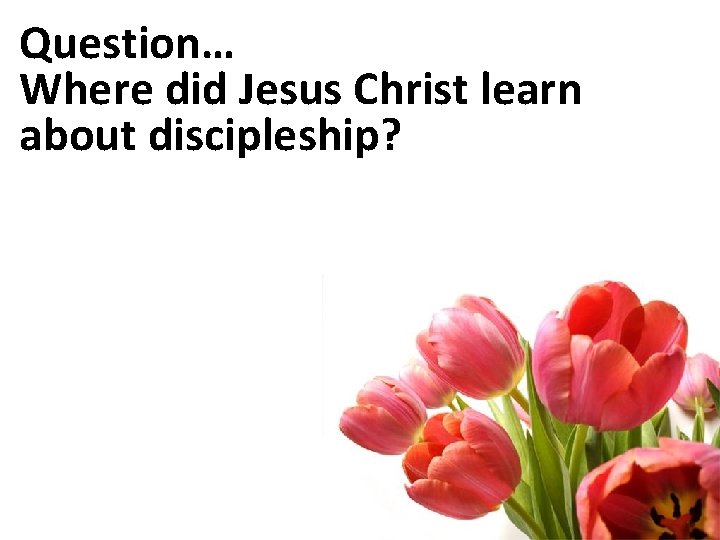 Question… Where did Jesus Christ learn about discipleship? 
