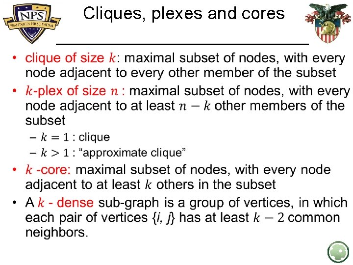 Cliques, plexes and cores • 