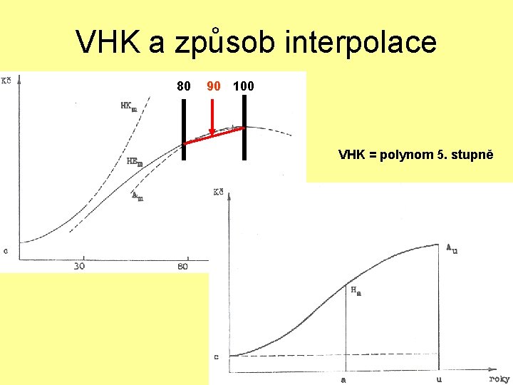 VHK a způsob interpolace 80 90 100 VHK = polynom 5. stupně 