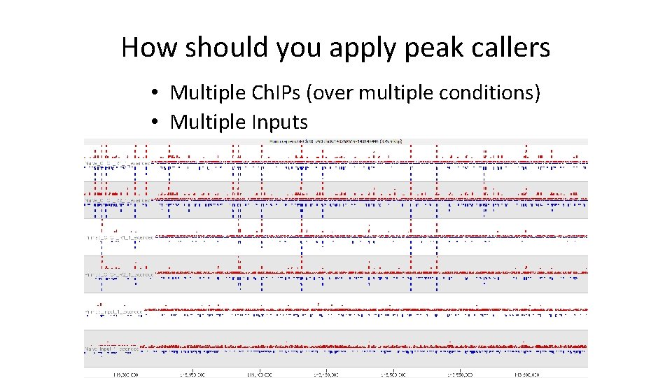 How should you apply peak callers • Multiple Ch. IPs (over multiple conditions) •