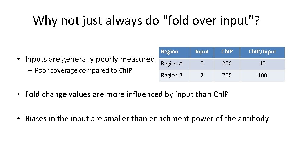 Why not just always do "fold over input"? • Inputs are generally poorly measured